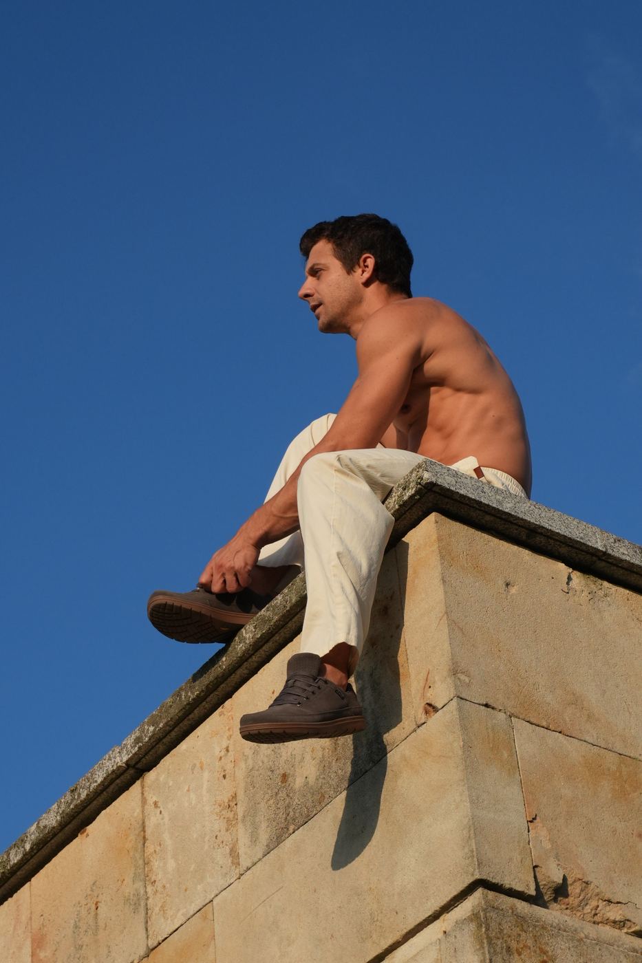 The shoes, on the ledge